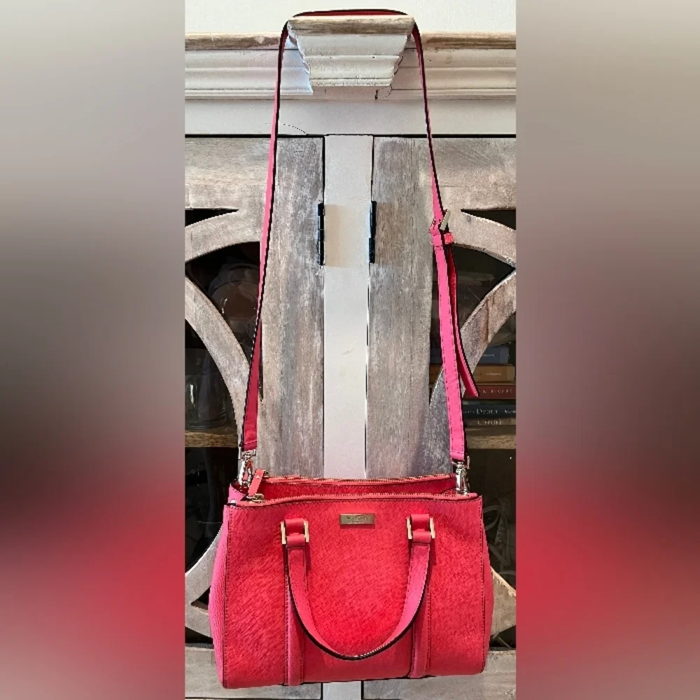 Kate Spade London Newburg Lane Coral Saffiano Leather Satchel/Crossbody L…